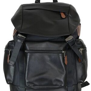 Coach Black Leather Backpack with Brown Trim